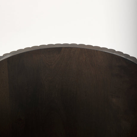 Terra Dark Brown Wood Fluted Round Side Table by Mercana at Eve Furniture