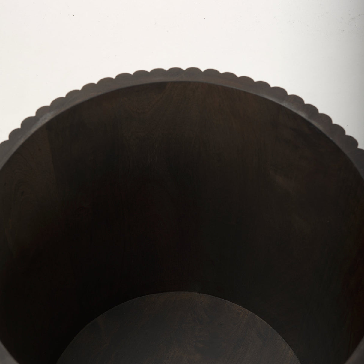 Terra Dark Brown Wood Fluted Round Side Table by Mercana at Eve Furniture
