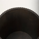 Terra Dark Brown Wood Fluted Round Side Table by Mercana at Eve Furniture