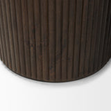 Terra Dark Brown Wood Fluted Round Side Table by Mercana at Eve Furniture