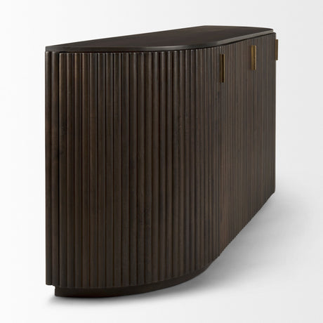 Terra Dark Brown Wood Fluted Sideboard by Mercana at Eve Furniture