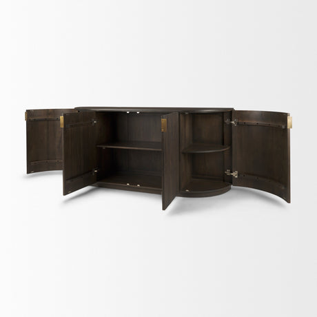 Terra Dark Brown Wood Fluted Sideboard by Mercana at Eve Furniture