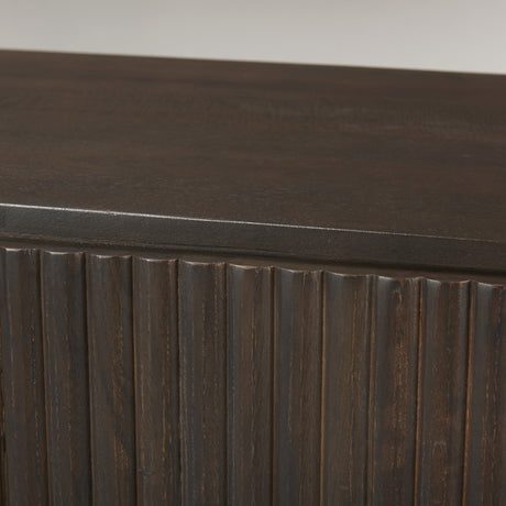 Terra Dark Brown Wood Fluted Sideboard by Mercana at Eve Furniture
