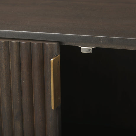 Terra Dark Brown Wood Fluted Sideboard by Mercana at Eve Furniture