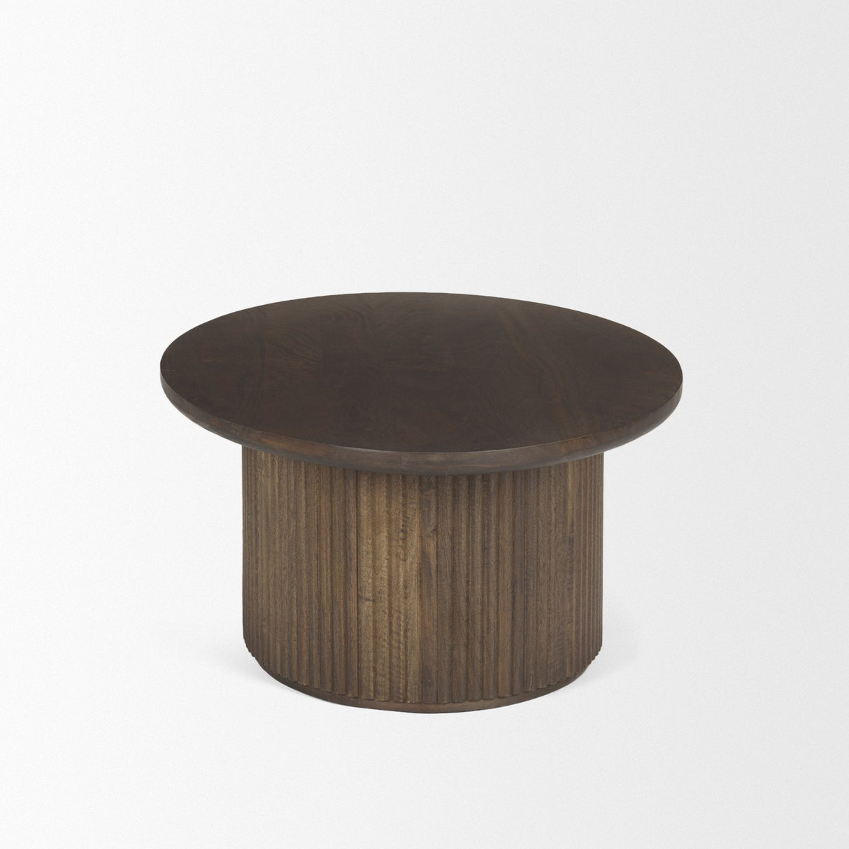 Terra Dark Brown Wood Oval Fluted Coffee Table by Mercana at Eve Furniture