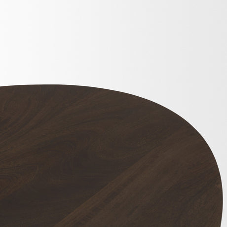 Terra Dark Brown Wood Oval Fluted Coffee Table by Mercana at Eve Furniture