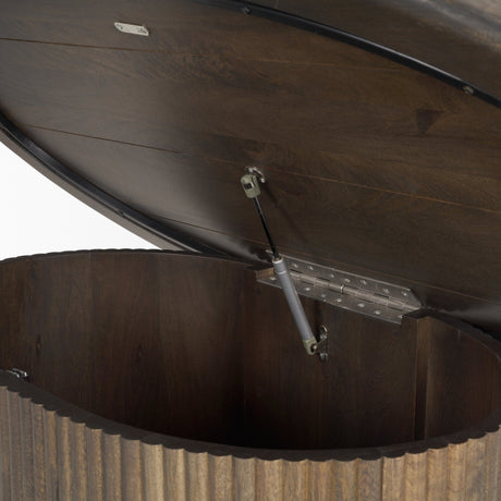 Terra Dark Brown Wood Oval Fluted Coffee Table by Mercana at Eve Furniture