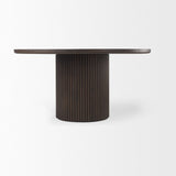 Terra Dark Brown Wood Round Fluted Dining Table by Mercana at Eve Furniture