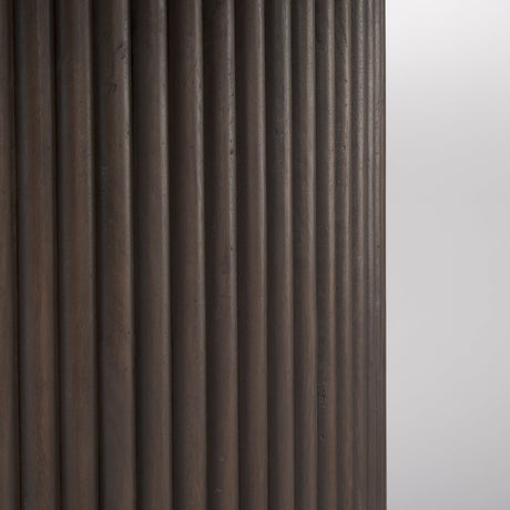 Terra Dark Brown Wood Round Fluted Dining Table by Mercana at Eve Furniture