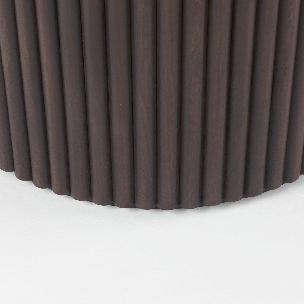 Terra Dark Brown Wood Round Fluted Dining Table by Mercana at Eve Furniture