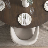 Terra Dark Brown Wood Round Fluted Dining Table by Mercana at Eve Furniture