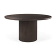 Terra Dark Brown Wood Round Fluted Dining Table by Mercana at Eve Furniture