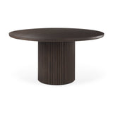 Terra Dark Brown Wood Round Fluted Dining Table by Mercana at Eve Furniture