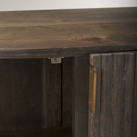Terra Fluted Dark Brown 2-Door Accent Cabinet by Mercana at Eve Furniture
