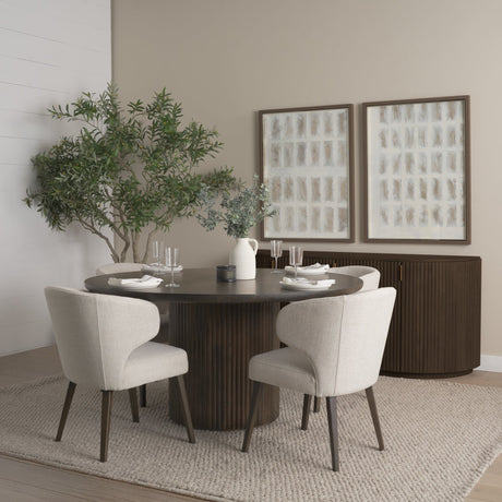 Terra Fluted Dining Table - 4 Niles Chairs - Terra Sideboard by Mercana at Eve Furniture