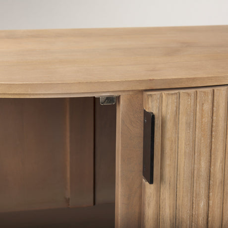 Terra Fluted Light Brown Wood 2-Door Accent Cabinet by Mercana at Eve Furniture