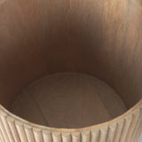 Terra Light Brown Wood Fluted Round Side Table by Mercana at Eve Furniture