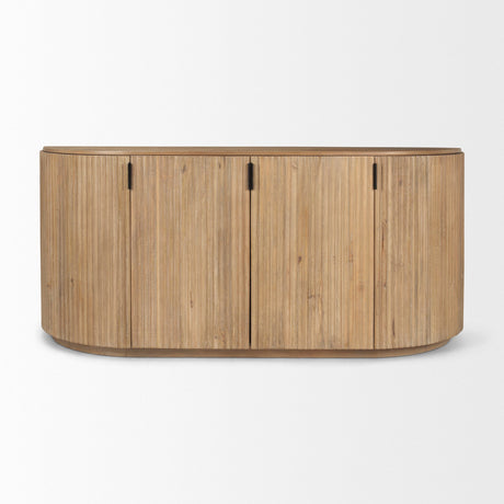 Terra Light Brown Wood Fluted Sideboard by Mercana at Eve Furniture