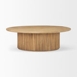 Terra Light Brown Wood Oval Fluted Coffee Table by Mercana at Eve Furniture