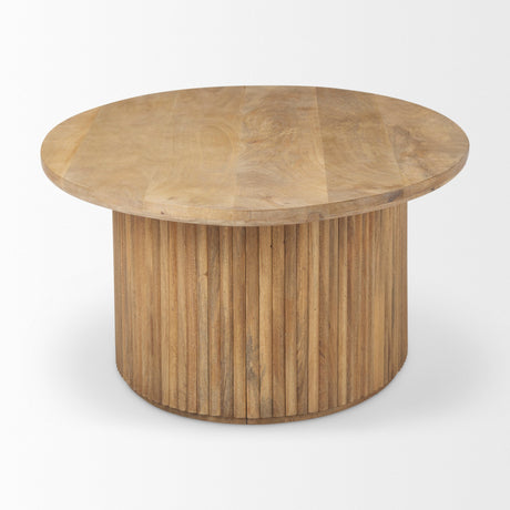 Terra Light Brown Wood Oval Fluted Coffee Table by Mercana at Eve Furniture