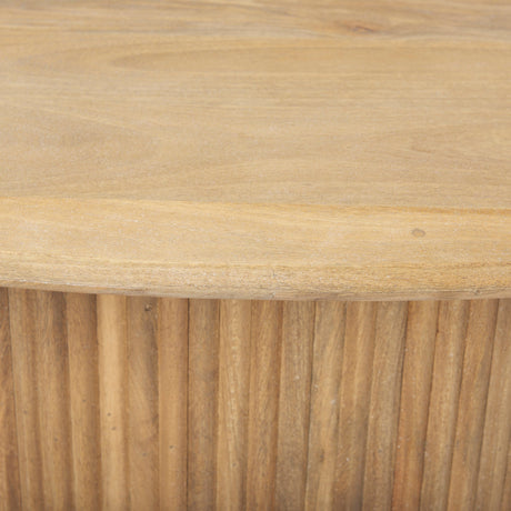 Terra Light Brown Wood Oval Fluted Coffee Table by Mercana at Eve Furniture