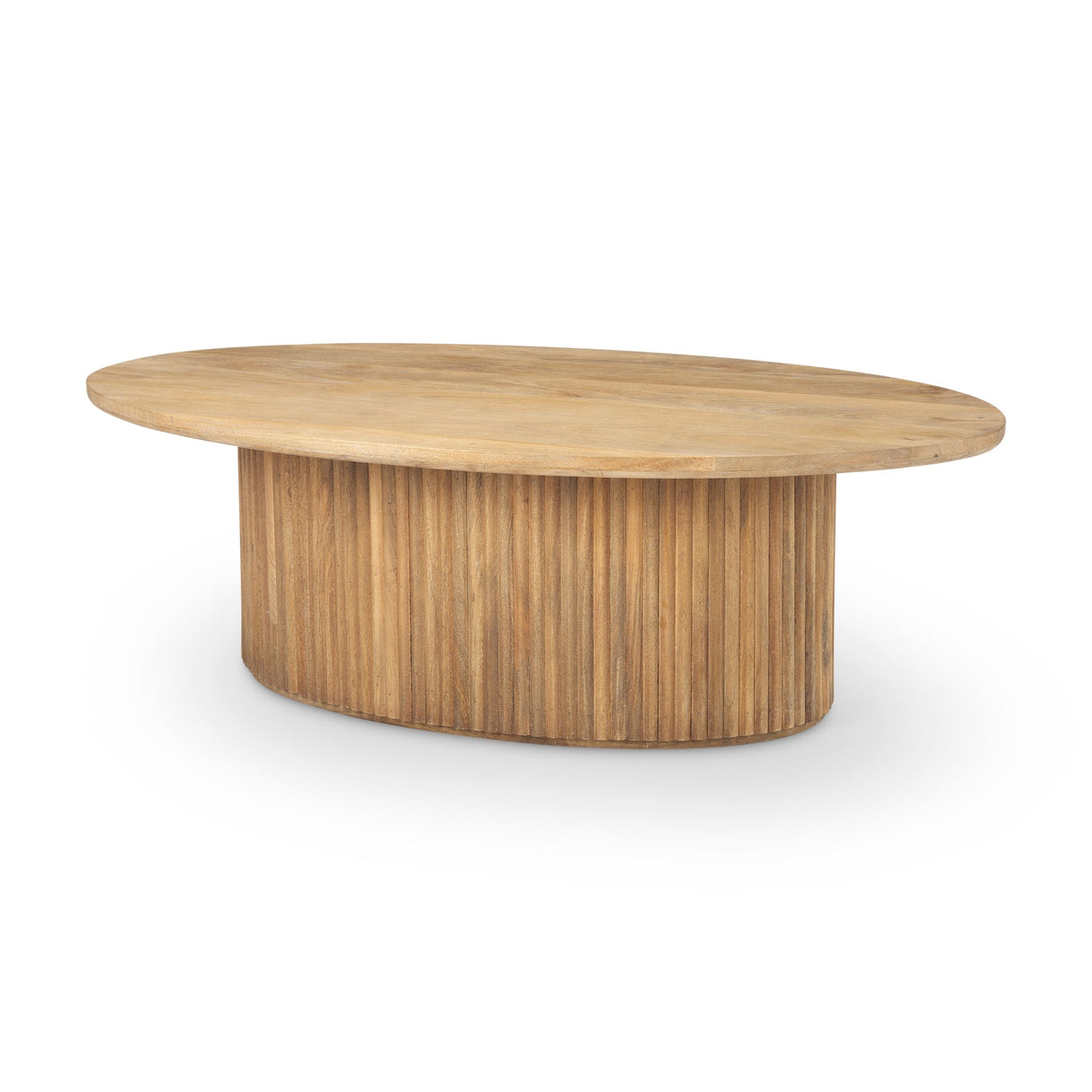 Terra Light Brown Wood Oval Fluted Coffee Table by Mercana at Eve Furniture