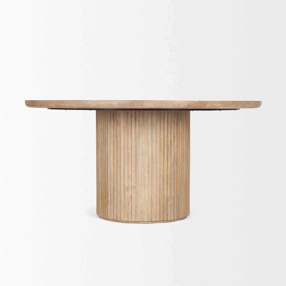 Terra Light Brown Wood Round Fluted Dining Table by Mercana at Eve Furniture