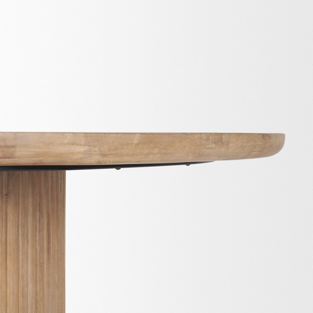 Terra Light Brown Wood Round Fluted Dining Table by Mercana at Eve Furniture