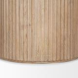 Terra Light Brown Wood Round Fluted Dining Table by Mercana at Eve Furniture