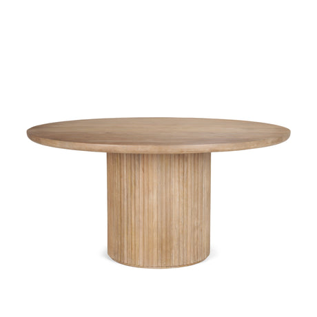Terra Light Brown Wood Round Fluted Dining Table by Mercana at Eve Furniture