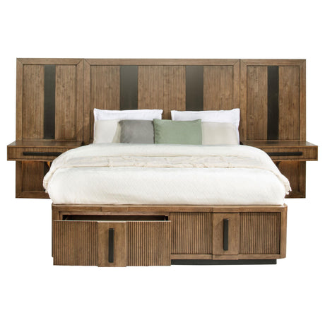 Terrace Ash Brown Wall Panel California King Storage Bed by Coaster at Eve Furniture