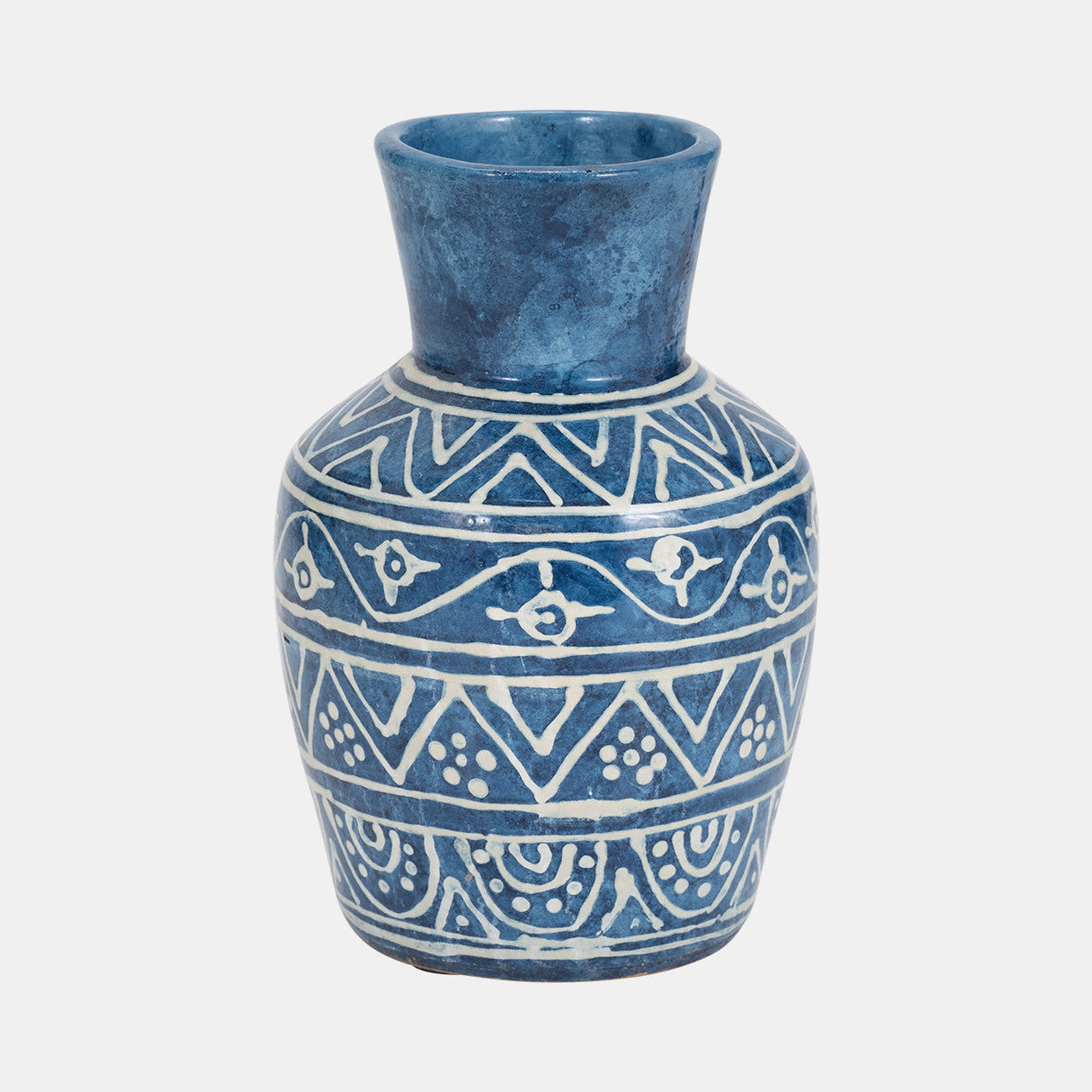 Terracotta,10"h Vase, Blue