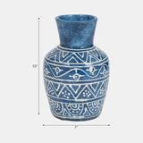 Terracotta,10"h Vase, Blue