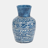 Terracotta,10"h Vase, Blue