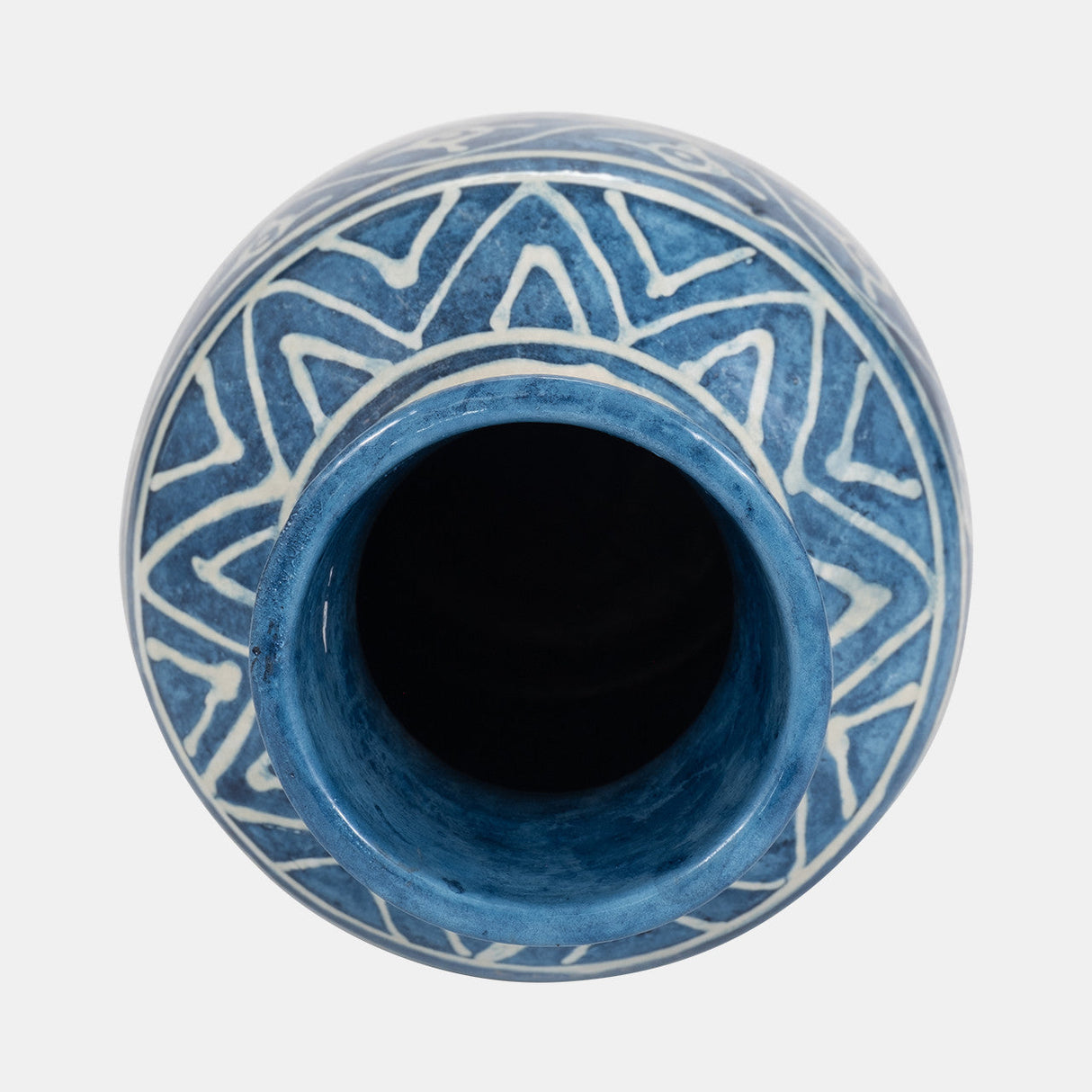 Terracotta,10"h Vase, Blue