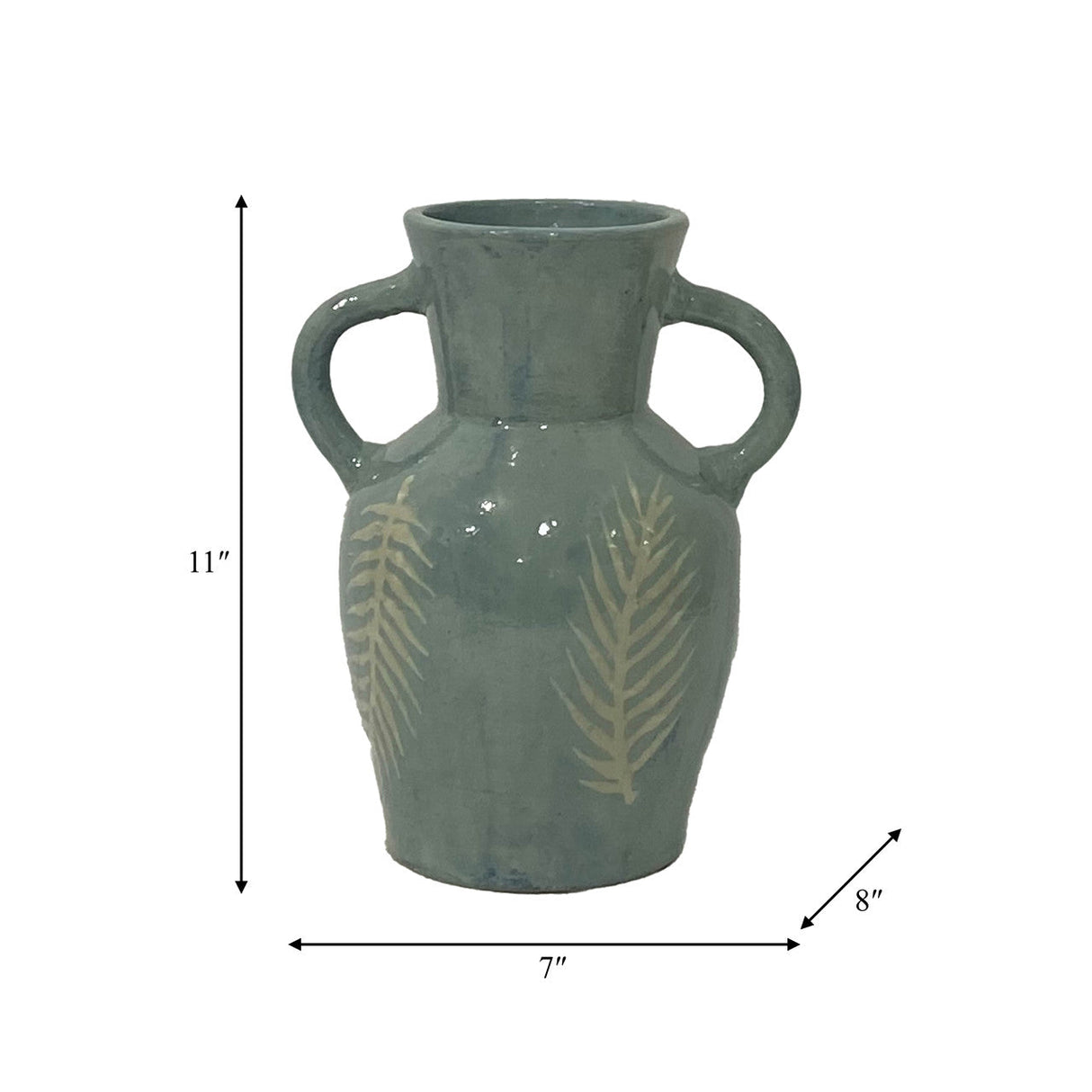 Terracotta, 11"h Leaf Eared Vase, Mint