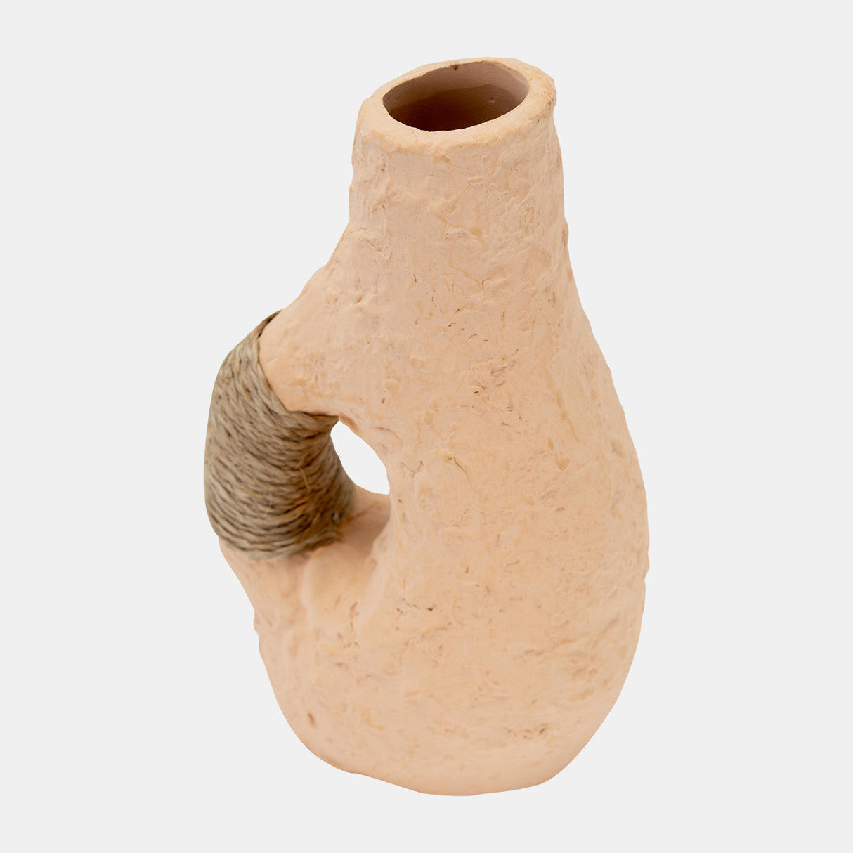 Terracotta 11"h, Single Handle W/twine Vase