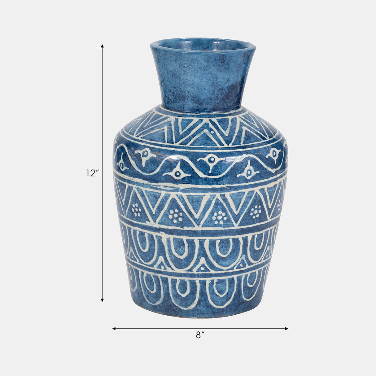 Terracotta, 12"h Vase, Blue