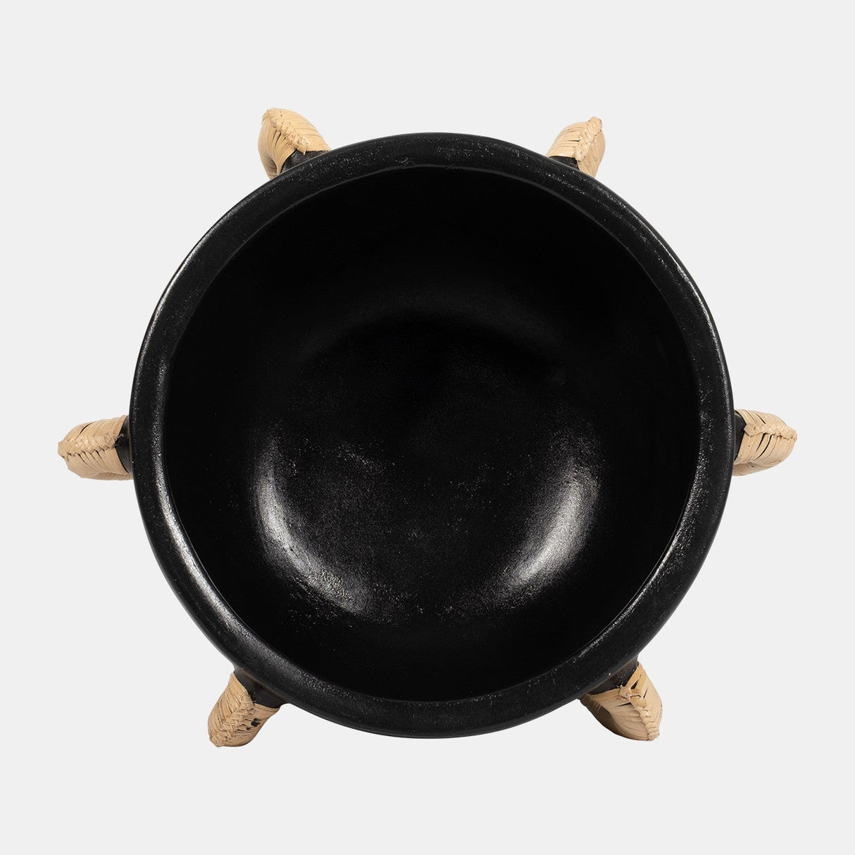 Terracotta, 9"h Eared Bowl On Stand Vase, Black