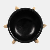 Terracotta, 9"h Eared Bowl On Stand Vase, Black