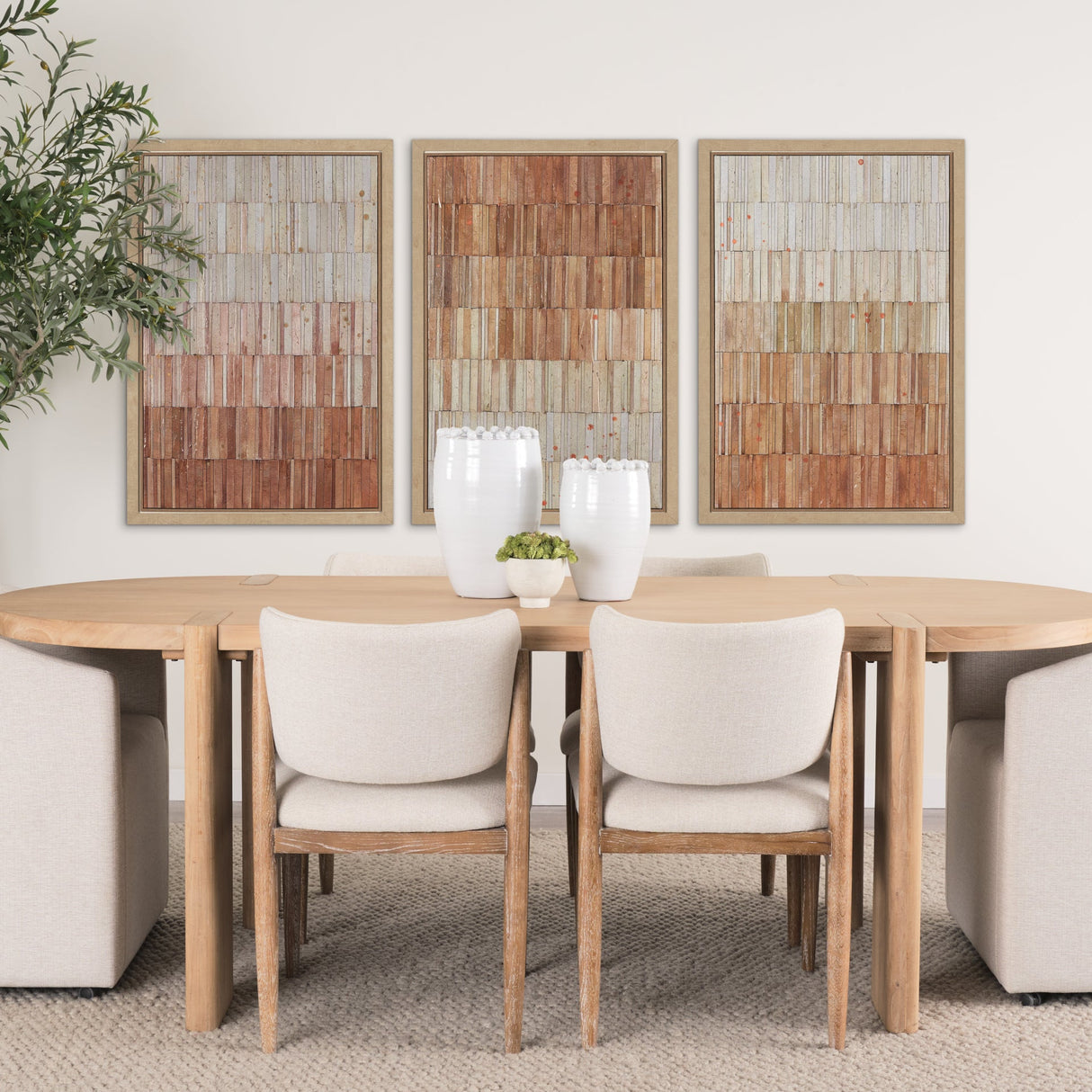Terracotta Wall III by Flora Kouta Hand-Embellished Textured Framed Canvas Artwork by Mercana at Eve Furniture