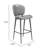 Terrence Barstool Vintage Gray by Zuomod at Eve Furniture