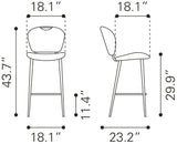 Terrence Barstool Vintage Gray by Zuomod at Eve Furniture