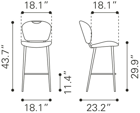 Terrence Barstool Vintage Gray by Zuomod at Eve Furniture