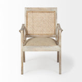 Teryn Cream Linen Seat And Natural Wooden Base w/ Mesh Back Accent Chair by Mercana at Eve Furniture