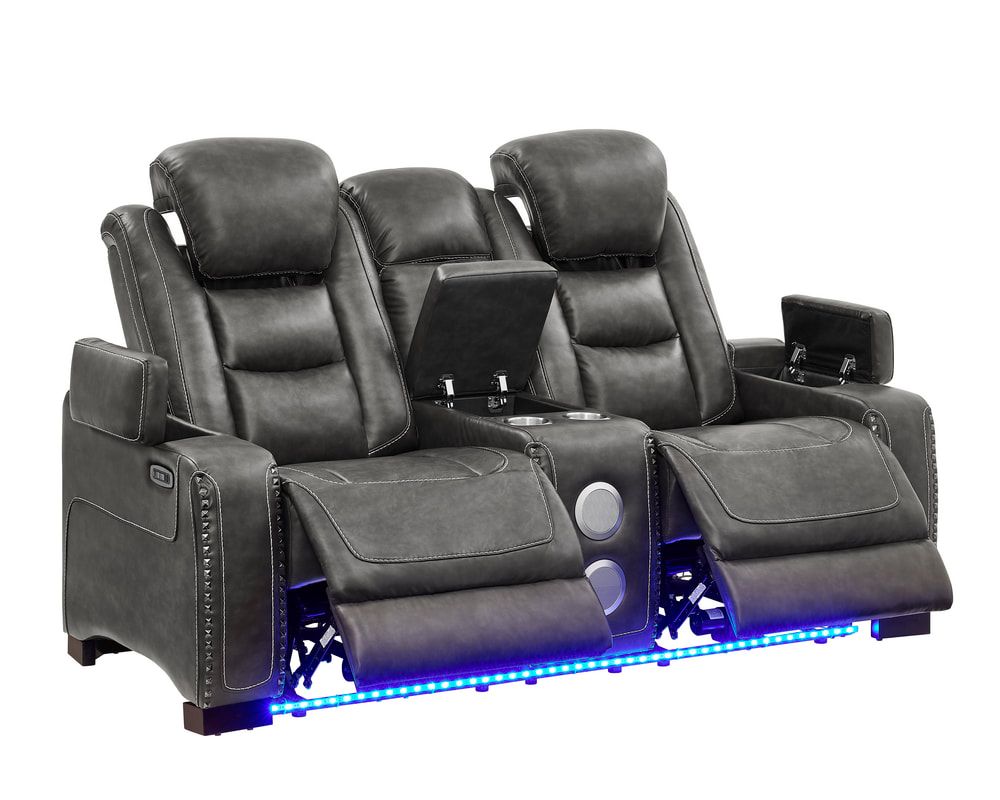 Tesla Gray 3-Piece Power Reclining Set by Happy Homes at Eve Furniture