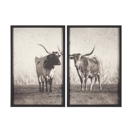 Texas Longhorns (Set of 2) by Debra Van Swearingen a Hand Embellished Framed Art Photograph Print by Mercana at Eve Furniture
