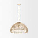 Thad 1-Light Natural Woven Rattan Dome Pendant by Mercana at Eve Furniture