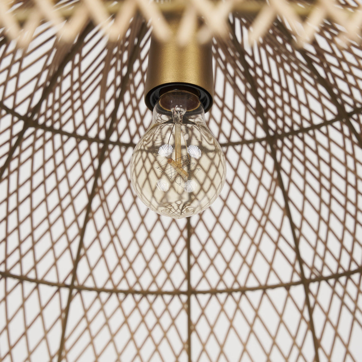 Thad 1-Light Natural Woven Rattan Dome Pendant by Mercana at Eve Furniture