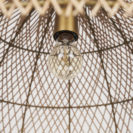 Thad 1-Light Natural Woven Rattan Dome Pendant by Mercana at Eve Furniture